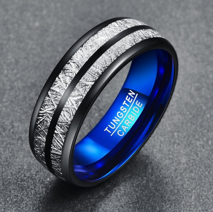 Black & Blue Tungsten Couple Rings β Bold Wedding Bands - BuzzMart