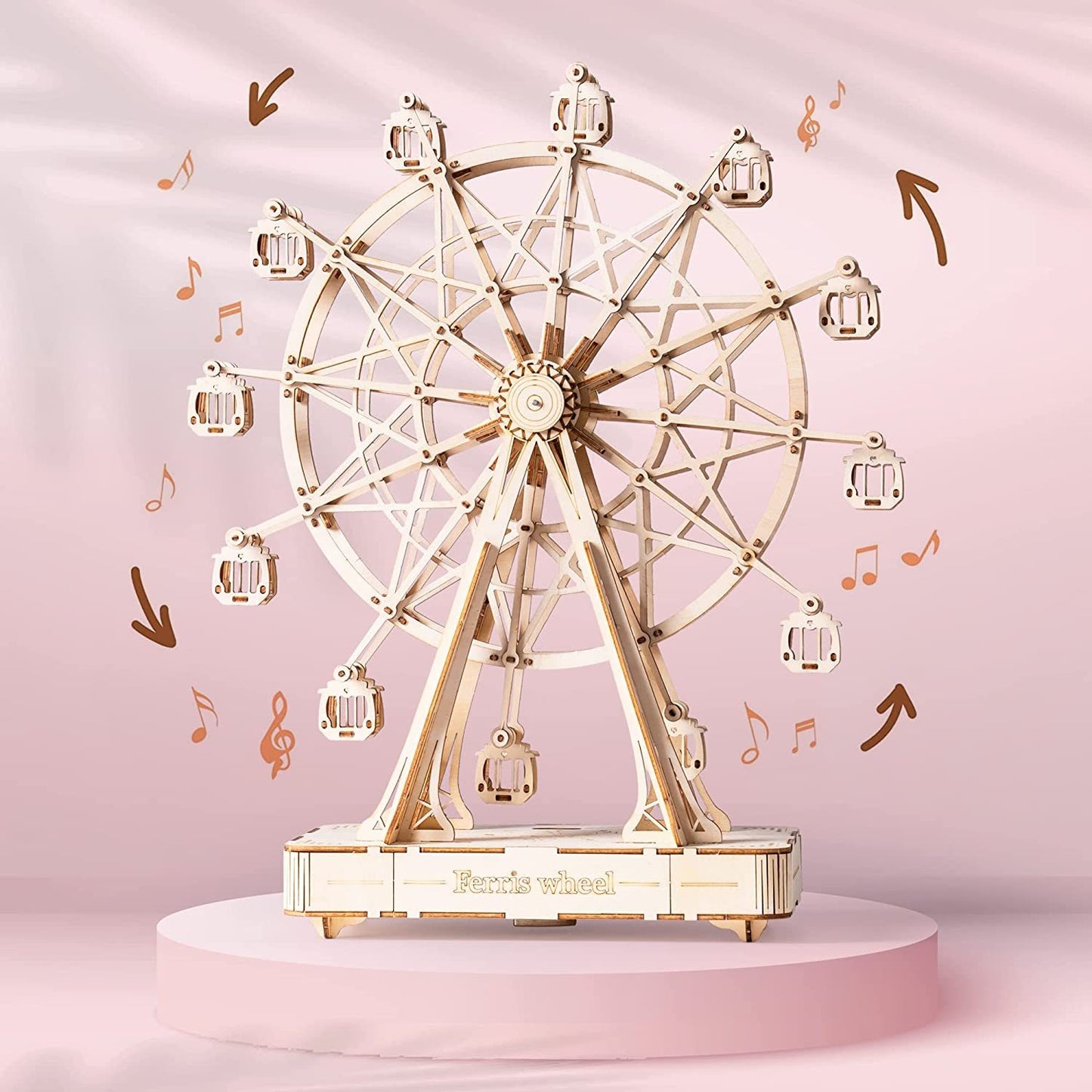 Robotime DIY Wooden Rotatable Ferris Wheel Model With Playing Music Toys For Children Birthday TGN01 - BuzzMart