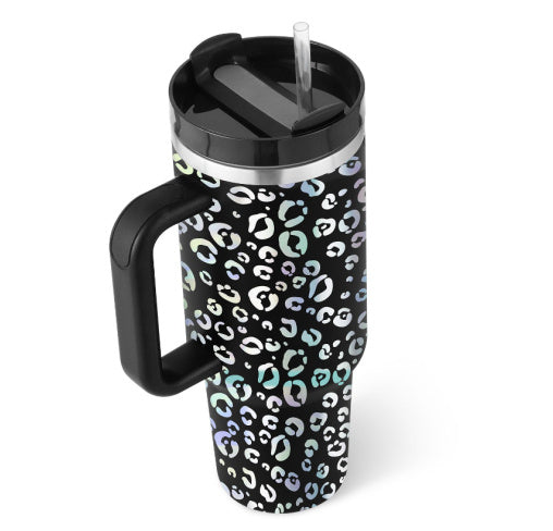 40 Oz Tumbler With Handle Straw Insulated, Stainless Steel Spill Proof Vacuum Coffee Cup Tumbler With Lid Tapered Mug Gifts For Valentine Lover Suitable For Car Gym Office Travel - BuzzMart