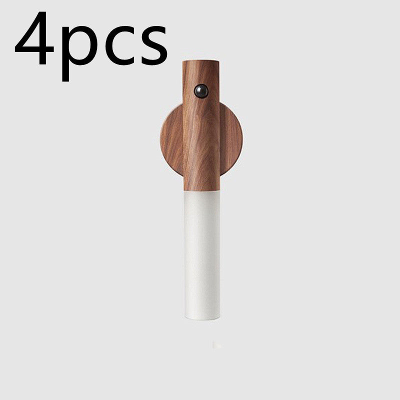Auto LED USB Magnetic Wood Wireless Night Light Corridors Porch Lights PIR Motion Sensor Wall Light Cabinet Lamp - BuzzMart