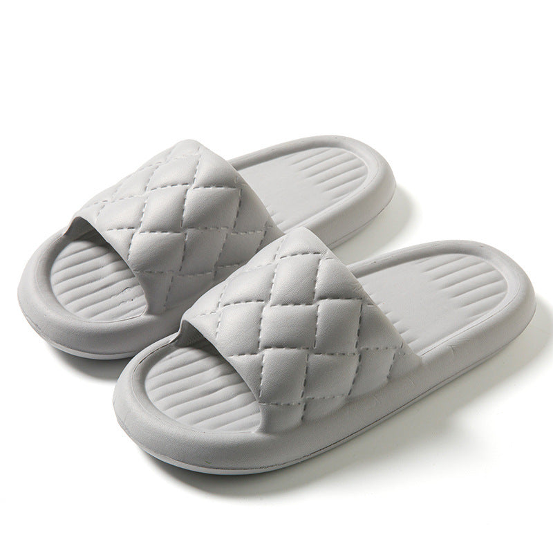 New Rhombus Home Slippers Summer Non-slip Floor Bathroom Slipper Lightweight Simple House Shoes For Women Men - BuzzMart