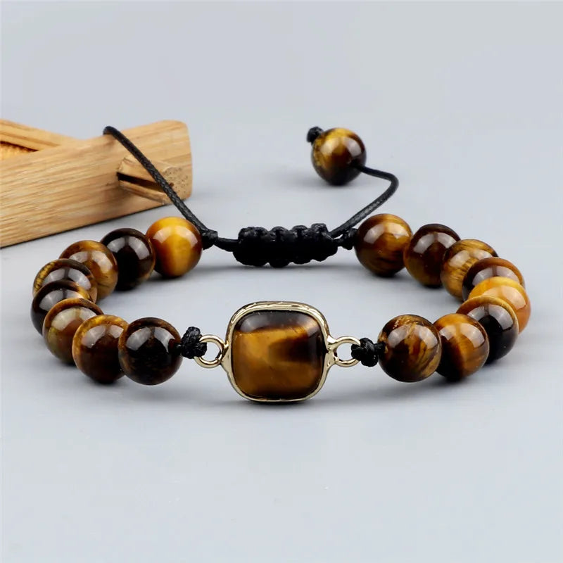๐ฎ Handmade Tiger Eye Bracelet โ 8mm Stone Gift Jewellery - BuzzMart