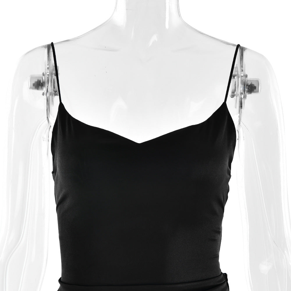 Elegant Satin Ruffle Slit Dress β Trendy Summer Club-wear - BuzzMart