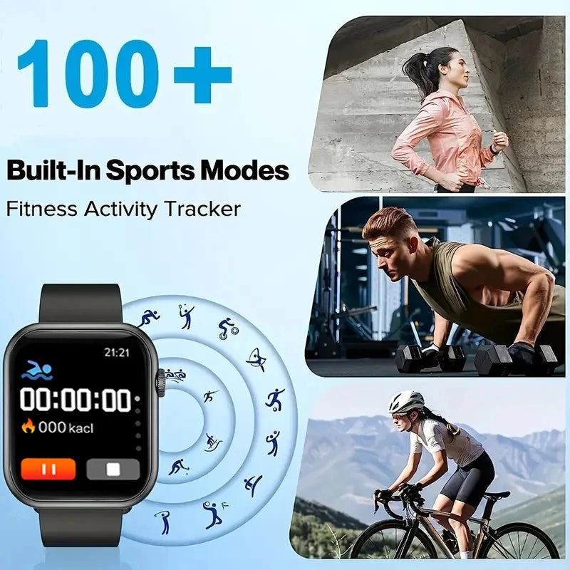 LAXASFIT New Smart Watch 1.73 inch Color Screen Full Touch Custom Dial Bluetooth Call Men Women Smart Watch Android IOS - BuzzMart