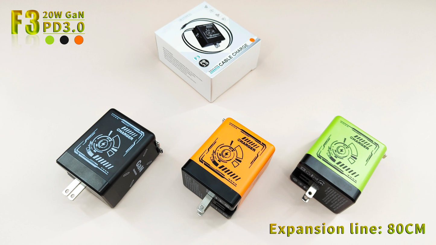 Trendy 20W GaN Fast Charger with Soft Silicone Cables - BuzzMart