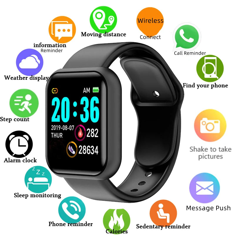 Multifunctional Smart Watch Men Women Bluetooth Connected Phone Music Player Fitness Sport Bracelet Sleep Monitor D13 Smartwatch - BuzzMart