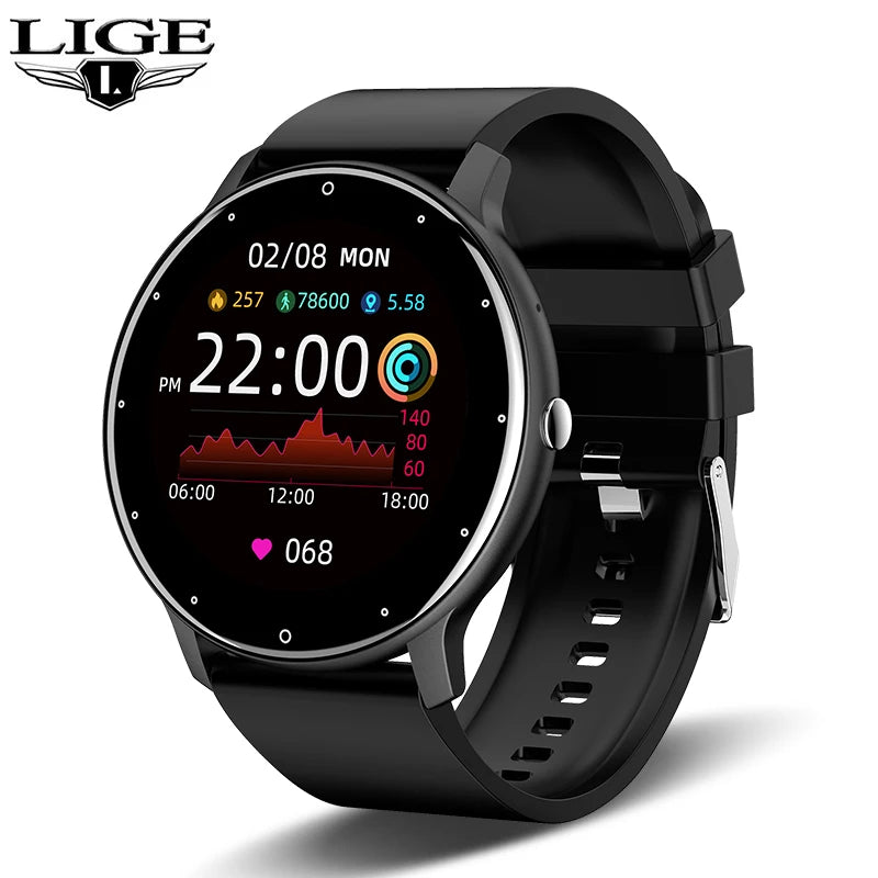 LIGE Smart Watch Women Men Full Touch Screen Bluetooth 5.2 Call Waterproof Watches Sports Fitness Tracker Factory IP67 ZL02 New - BuzzMart