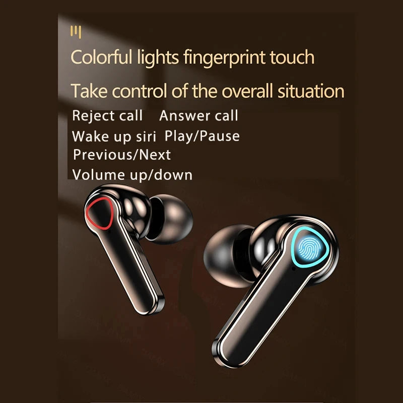 M19 Bluetooth Wireless Headset 5.3 Bluetooth Earphones IPX5 Waterproof Headsets with Mic HiFi Stereo Music Earbuds for All Phone - BuzzMart