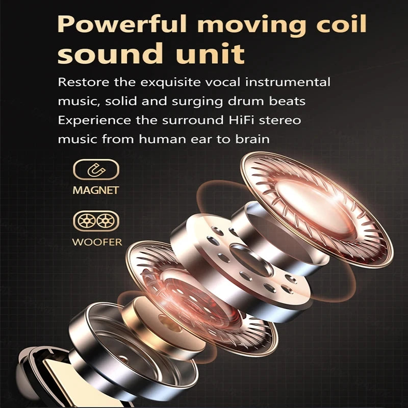 M19 Bluetooth Wireless Headset 5.3 Bluetooth Earphones IPX5 Waterproof Headsets with Mic HiFi Stereo Music Earbuds for All Phone - BuzzMart