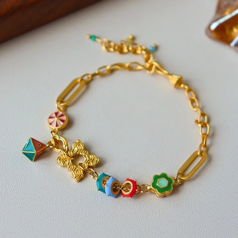 Modern Jewelry Elegant Temperament Multiple Colorful Enamle Chain Bracelets For Women Female Gifts Sweet Accessories Hot Sale - BuzzMart