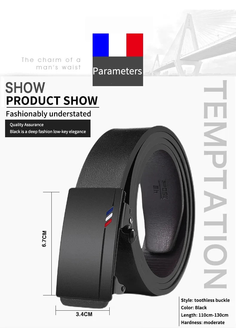 New Product Belt MEN'S High Quality Toothless Automatic Buckle Casual Men Belt MEN'S Business Fashion Belt - BuzzMart