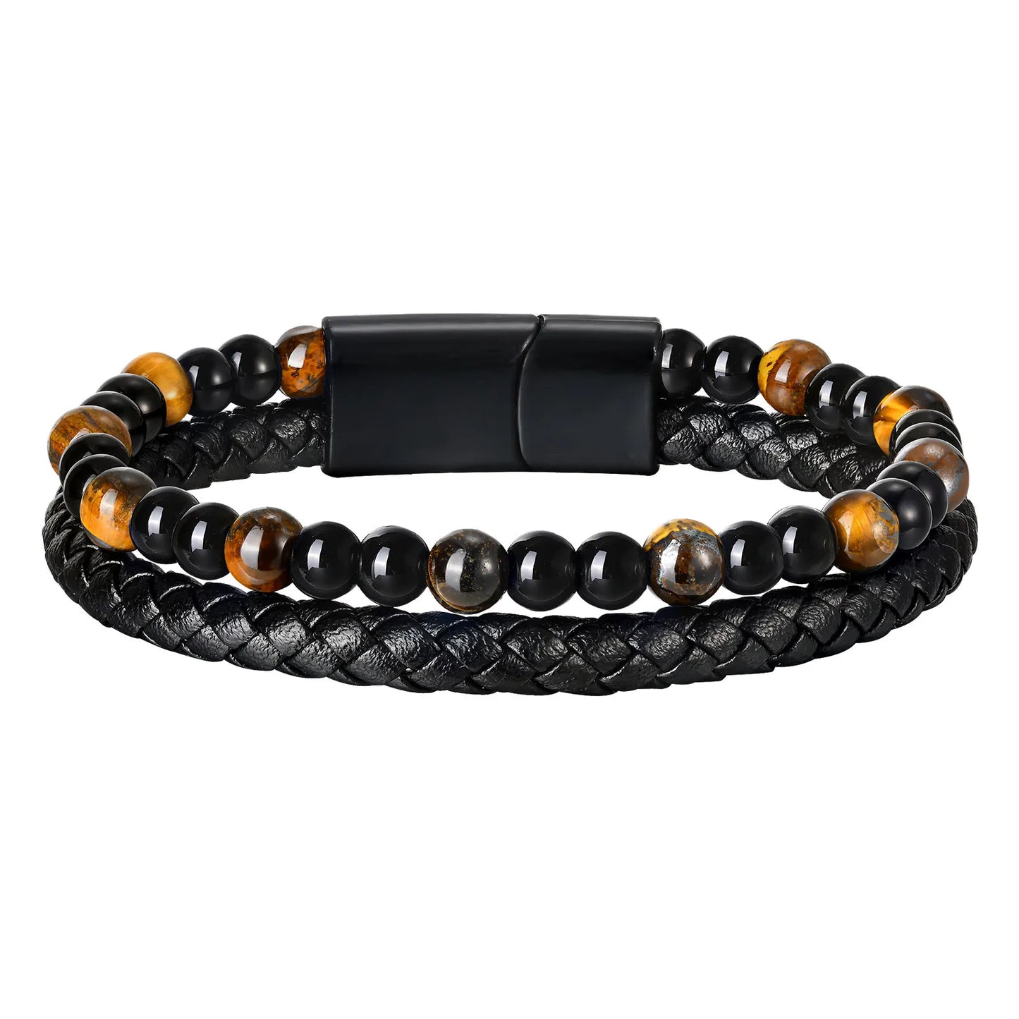 π Bold Tiger Eye Bracelet β Leather Gift for Dad or Him - BuzzMart