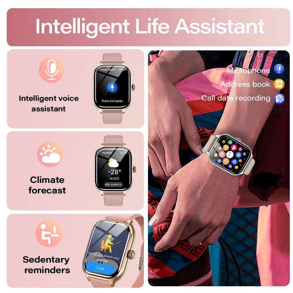 LAXASFIT 2025 New Smart Watch Bluetooth Call Message Reminder 24 Hour Health Monitoring Smart Watch Gift for Men and Women - BuzzMart