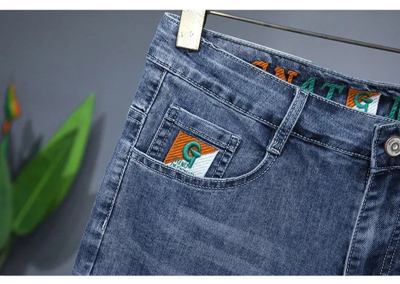 Men’s Embroidered Denim Shorts – Bold Summer Streetwear Look - BuzzMart