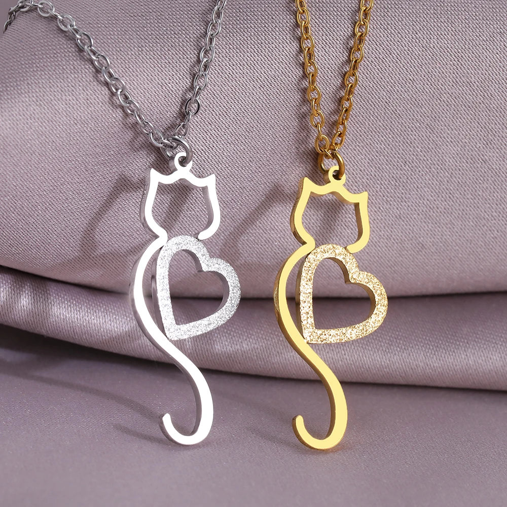 Cute Cat Heart Pendant Necklace β Trendy Gift for Her - BuzzMart
