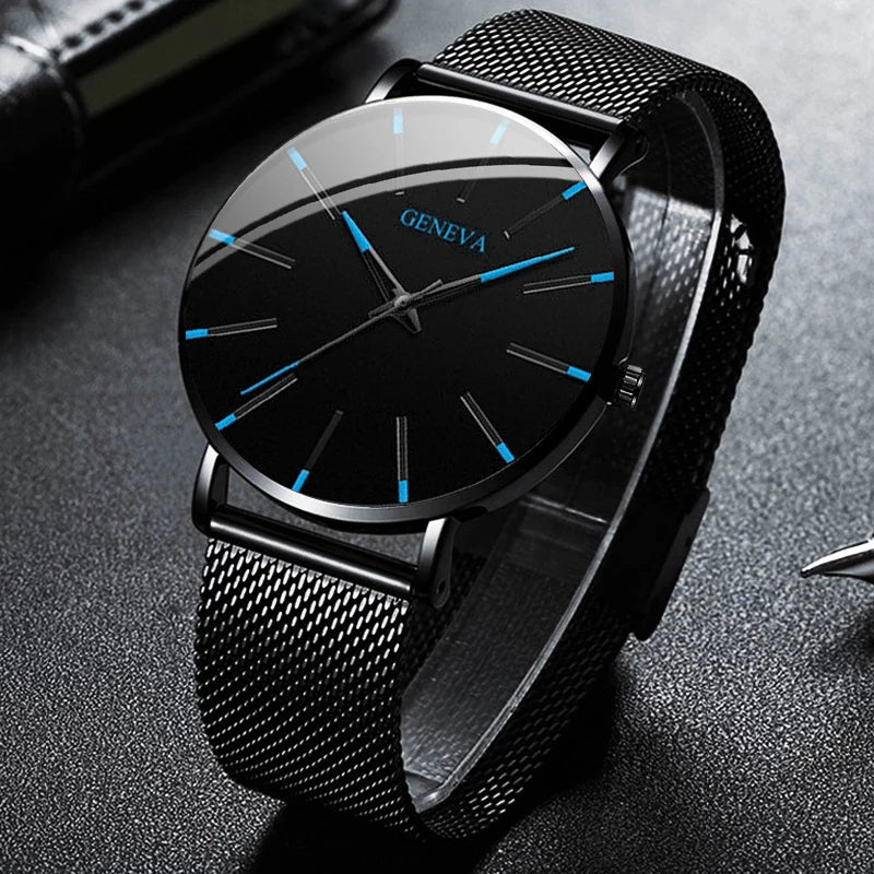 Fashion Ultra-Thin Men’s Business Watch | Steel Mesh Quartz Wristwatch - BuzzMart