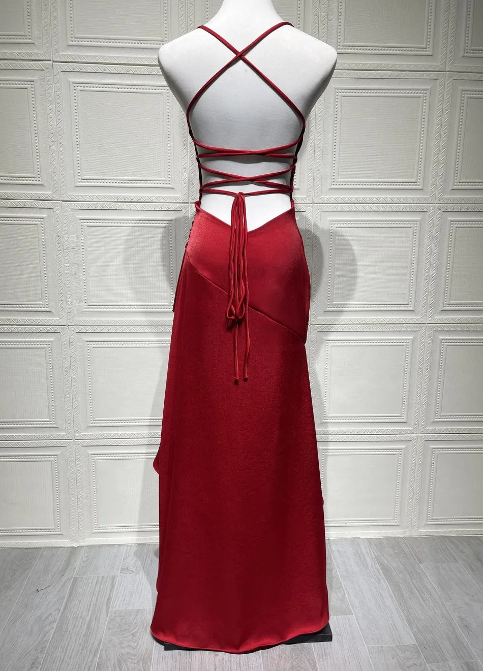 Elegant Satin Backless Maxi Dress – Summer Party Glam - BuzzMart