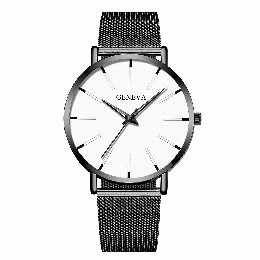 Fashion Ultra-Thin Men’s Business Watch | Steel Mesh Quartz Wristwatch - BuzzMart