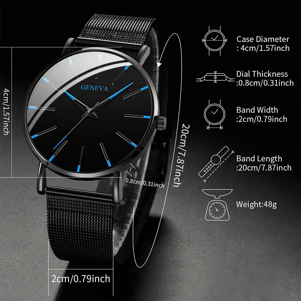 Fashion Ultra-Thin Men’s Business Watch | Steel Mesh Quartz Wristwatch - BuzzMart