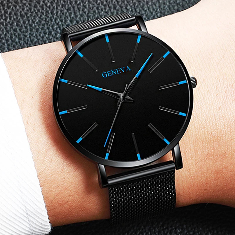 Fashion Ultra-Thin Men’s Business Watch | Steel Mesh Quartz Wristwatch - BuzzMart