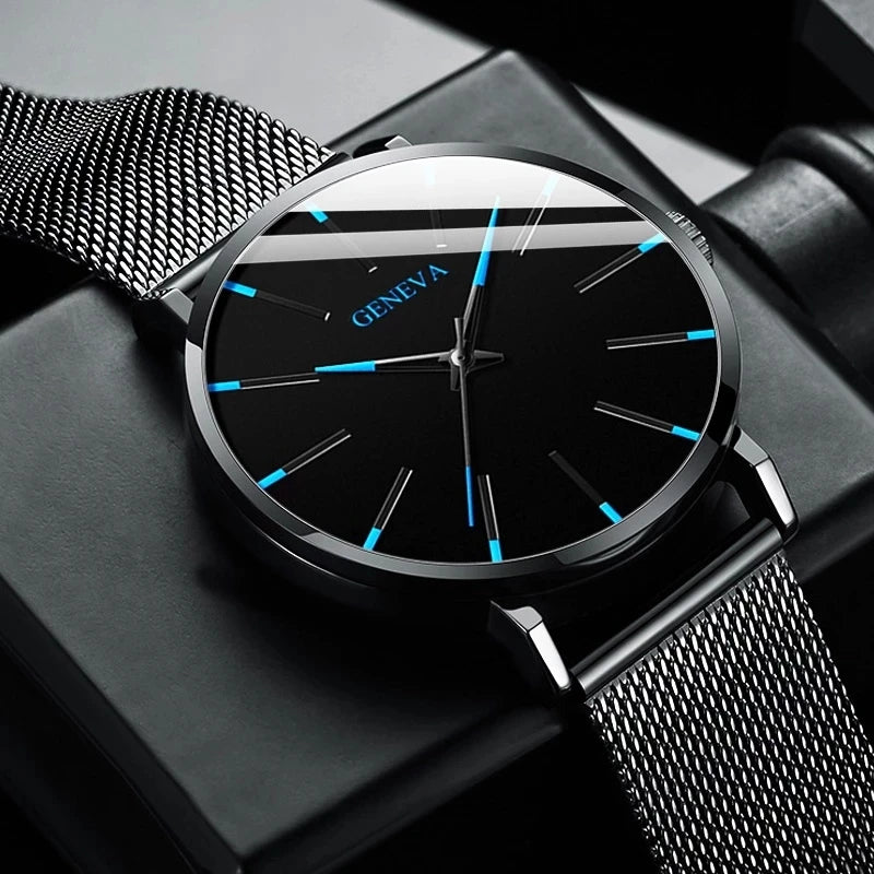 Fashion Ultra-Thin Men’s Business Watch | Steel Mesh Quartz Wristwatch - BuzzMart