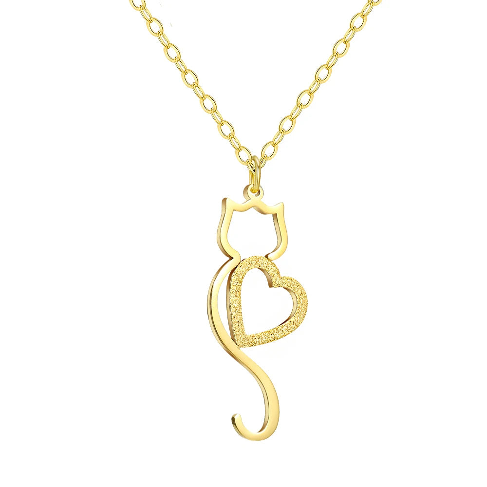 Cute Cat Heart Pendant Necklace β Trendy Gift for Her - BuzzMart