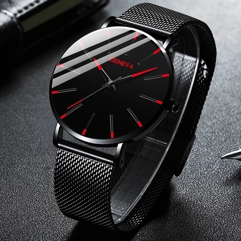 Fashion Ultra-Thin Men’s Business Watch | Steel Mesh Quartz Wristwatch - BuzzMart