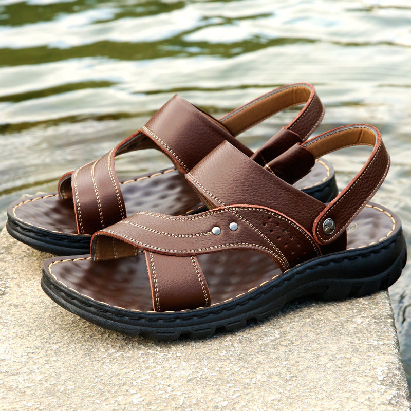Men Sandals Summer Beach Shoes Adjustable Back Strap Design Slippers Slides - BuzzMart