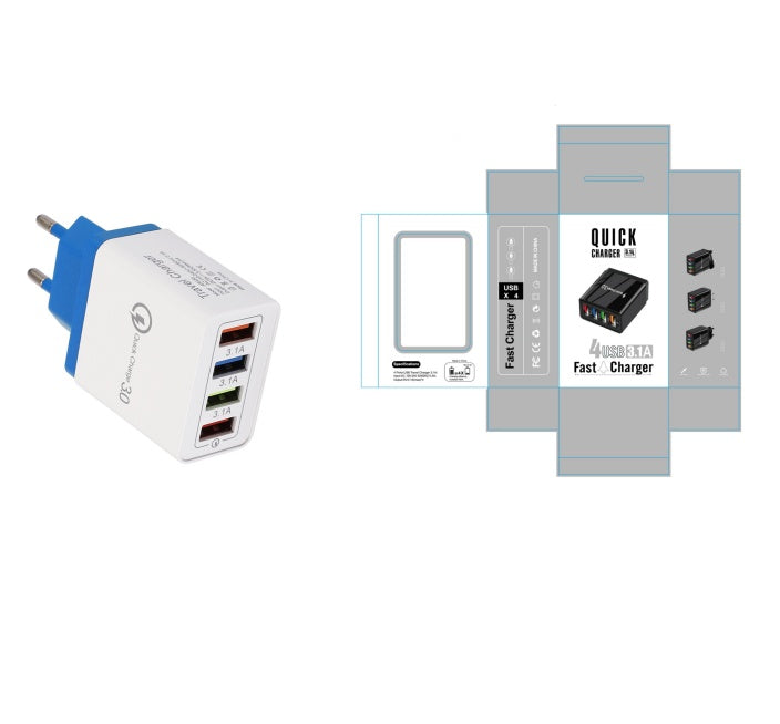 USB Charger Quick Charge 3.0 4 Phone Adapter For Tablet Portable Wall Mobile Charger Fast Charger - BuzzMart
