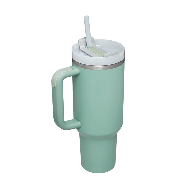 40 Oz Tumbler With Handle Straw Insulated, Stainless Steel Spill Proof Vacuum Coffee Cup Tumbler With Lid Tapered Mug Gifts For Valentine Lover Suitable For Car Gym Office Travel - BuzzMart