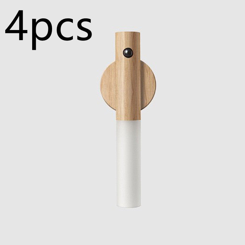 Auto LED USB Magnetic Wood Wireless Night Light Corridors Porch Lights PIR Motion Sensor Wall Light Cabinet Lamp - BuzzMart