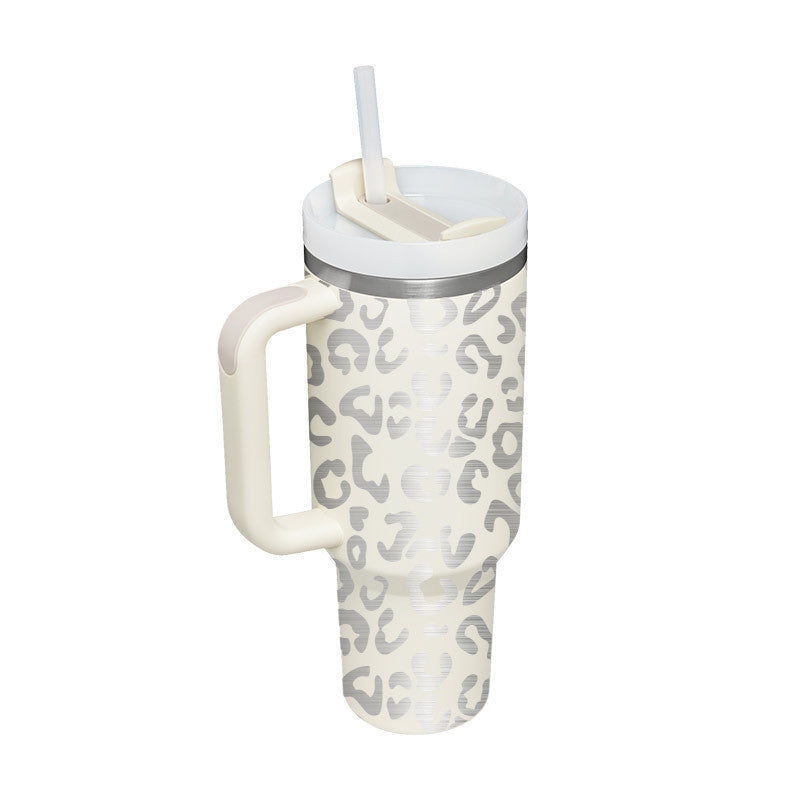 40 Oz Tumbler With Handle Straw Insulated, Stainless Steel Spill Proof Vacuum Coffee Cup Tumbler With Lid Tapered Mug Gifts For Valentine Lover Suitable For Car Gym Office Travel - BuzzMart