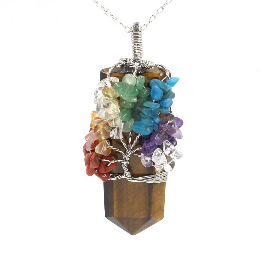 Crystal Column Tree Of Life Winding Pendant Necklace - BuzzMart