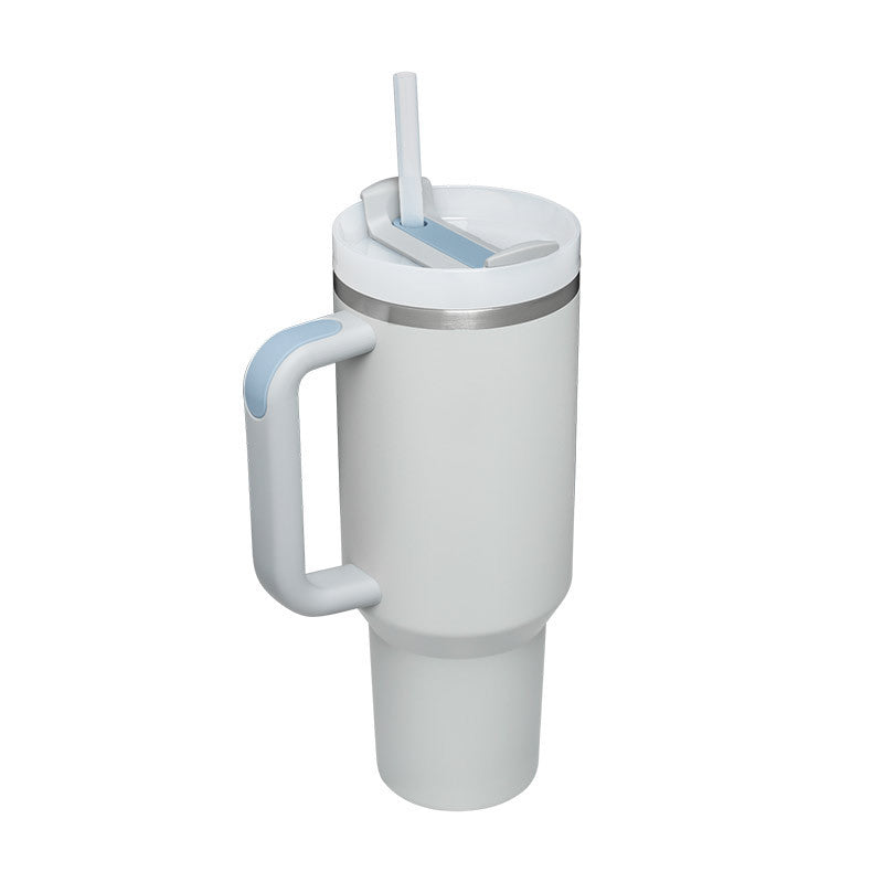 40 Oz Tumbler With Handle Straw Insulated, Stainless Steel Spill Proof Vacuum Coffee Cup Tumbler With Lid Tapered Mug Gifts For Valentine Lover Suitable For Car Gym Office Travel - BuzzMart