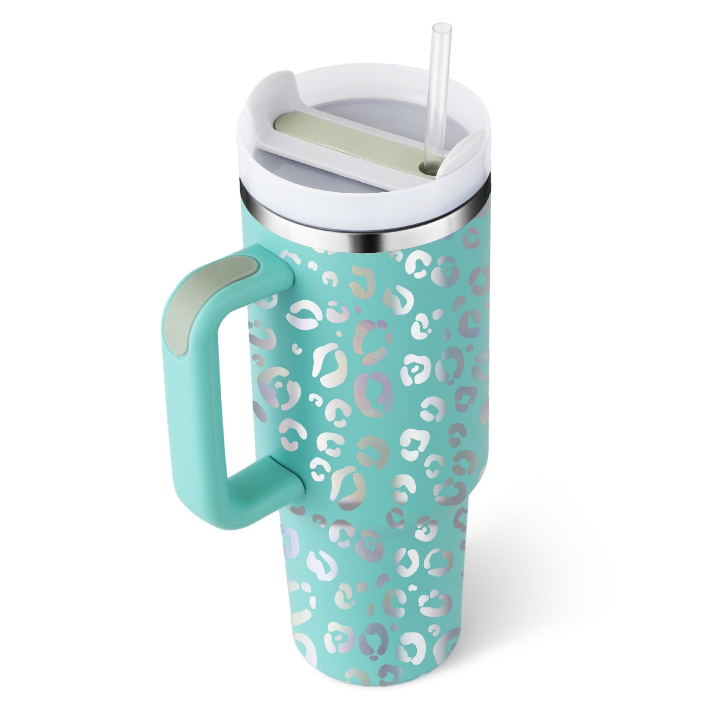 40 Oz Tumbler With Handle Straw Insulated, Stainless Steel Spill Proof Vacuum Coffee Cup Tumbler With Lid Tapered Mug Gifts For Valentine Lover Suitable For Car Gym Office Travel - BuzzMart