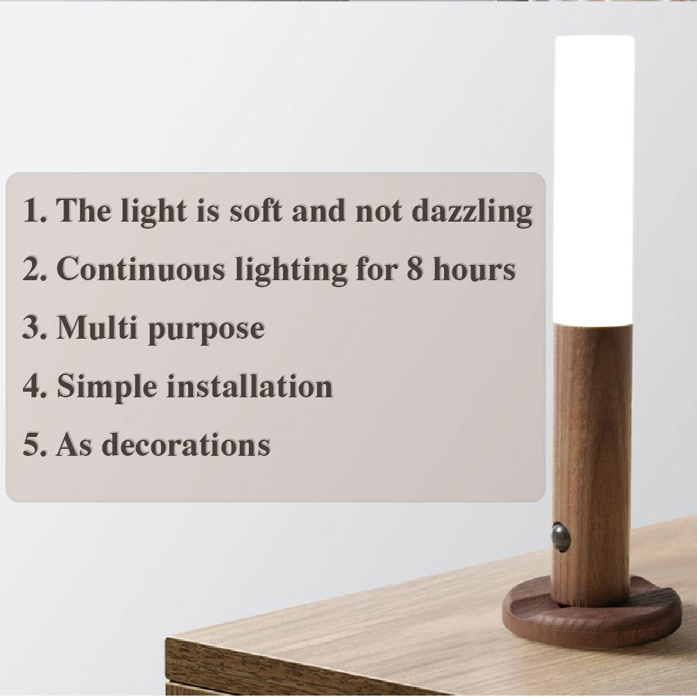 Auto LED USB Magnetic Wood Wireless Night Light Corridors Porch Lights PIR Motion Sensor Wall Light Cabinet Lamp - BuzzMart