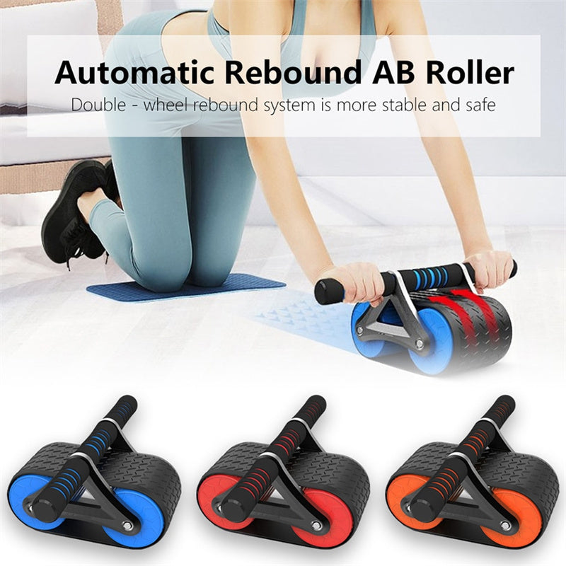 Double Wheel Abdominal Exerciser Women Men Automatic Rebound Ab Wheel Roller Waist Trainer Gym Sports Home Exercise Devices - BuzzMart