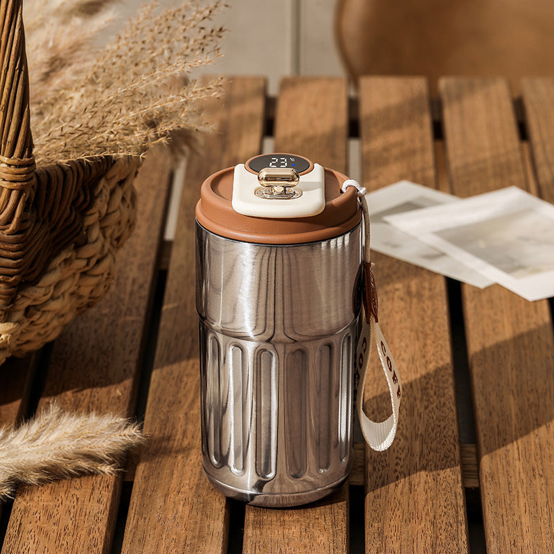 Smart Digital Thermal Bottle Portable Coffee Mug Stainless Steel Water Bottle In-Car Insulated Cup Keep Cold Vacuum Flasks 450ml - BuzzMart