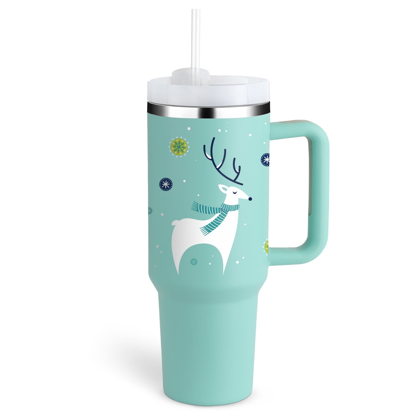 40 Oz Tumbler With Handle Straw Insulated, Stainless Steel Spill Proof Vacuum Coffee Cup Tumbler With Lid Tapered Mug Gifts For Valentine Lover Suitable For Car Gym Office Travel - BuzzMart