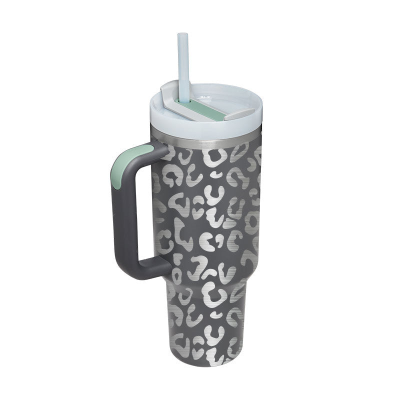 40 Oz Tumbler With Handle Straw Insulated, Stainless Steel Spill Proof Vacuum Coffee Cup Tumbler With Lid Tapered Mug Gifts For Valentine Lover Suitable For Car Gym Office Travel - BuzzMart
