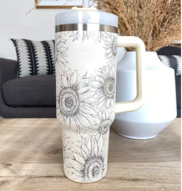 40 Oz Tumbler With Handle Straw Insulated, Stainless Steel Spill Proof Vacuum Coffee Cup Tumbler With Lid Tapered Mug Gifts For Valentine Lover Suitable For Car Gym Office Travel - BuzzMart