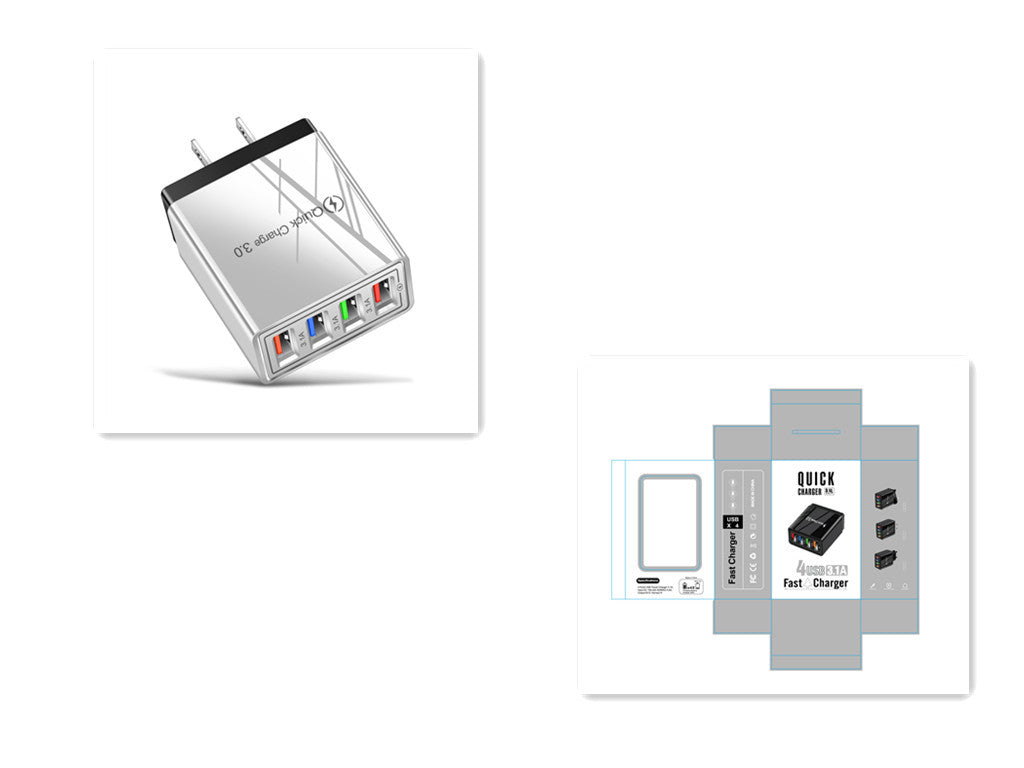 USB Charger Quick Charge 3.0 4 Phone Adapter For Tablet Portable Wall Mobile Charger Fast Charger - BuzzMart