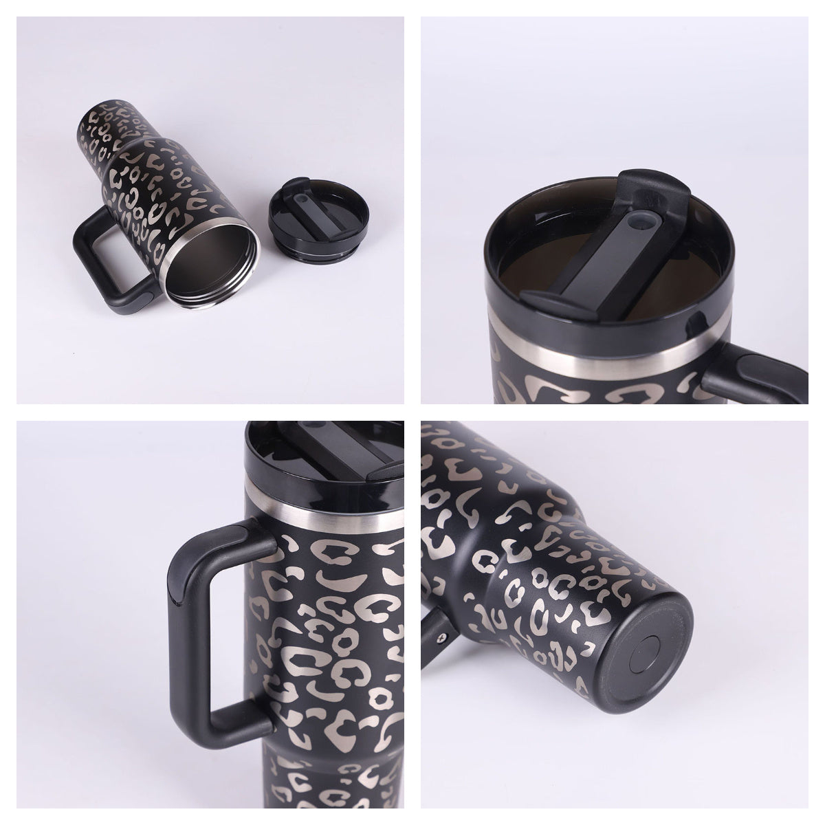 40 Oz Tumbler With Handle Straw Insulated, Stainless Steel Spill Proof Vacuum Coffee Cup Tumbler With Lid Tapered Mug Gifts For Valentine Lover Suitable For Car Gym Office Travel - BuzzMart