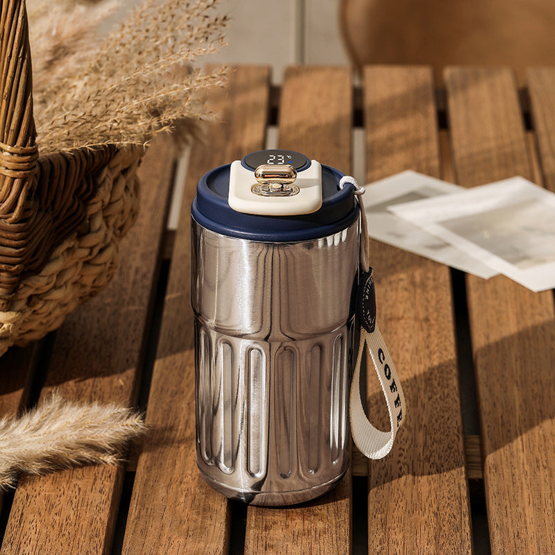 Smart Digital Thermal Bottle Portable Coffee Mug Stainless Steel Water Bottle In-Car Insulated Cup Keep Cold Vacuum Flasks 450ml - BuzzMart