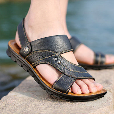 Men Sandals Summer Beach Shoes Adjustable Back Strap Design Slippers Slides - BuzzMart