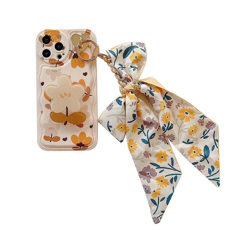 Autumn Leaves And Flowers With Bow Silk Scarf Phone Cases - BuzzMart