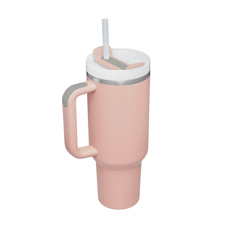 40 Oz Tumbler With Handle Straw Insulated, Stainless Steel Spill Proof Vacuum Coffee Cup Tumbler With Lid Tapered Mug Gifts For Valentine Lover Suitable For Car Gym Office Travel - BuzzMart