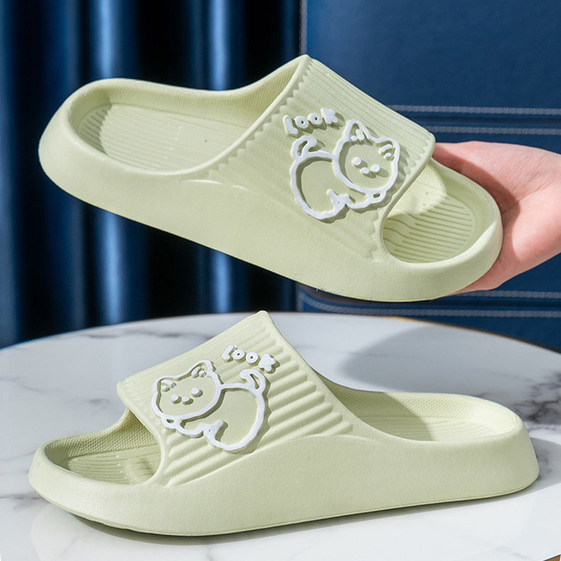 Cute Cat Slippers Summer Women Home Shoes Bath Thick Platform Non-Slip Slides Indoor Outdoor - BuzzMart