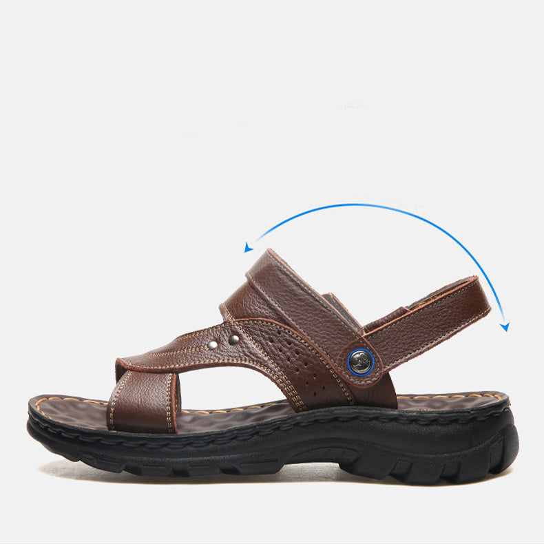 Men Sandals Summer Beach Shoes Adjustable Back Strap Design Slippers Slides - BuzzMart