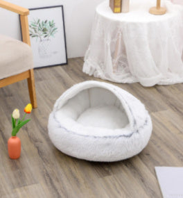 2 In 1 Dog And Cat Bed Pet Winter Bed Round Plush Warm Bed House Soft Long Plush Pets Bed Pet Products - BuzzMart